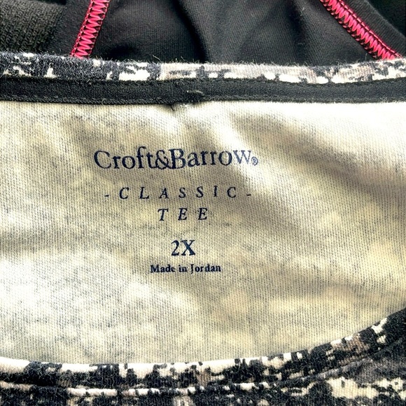 CROFT & BARROW Black and White Classic Tee Casual Shirt Size 2X - Picture 3 of 5